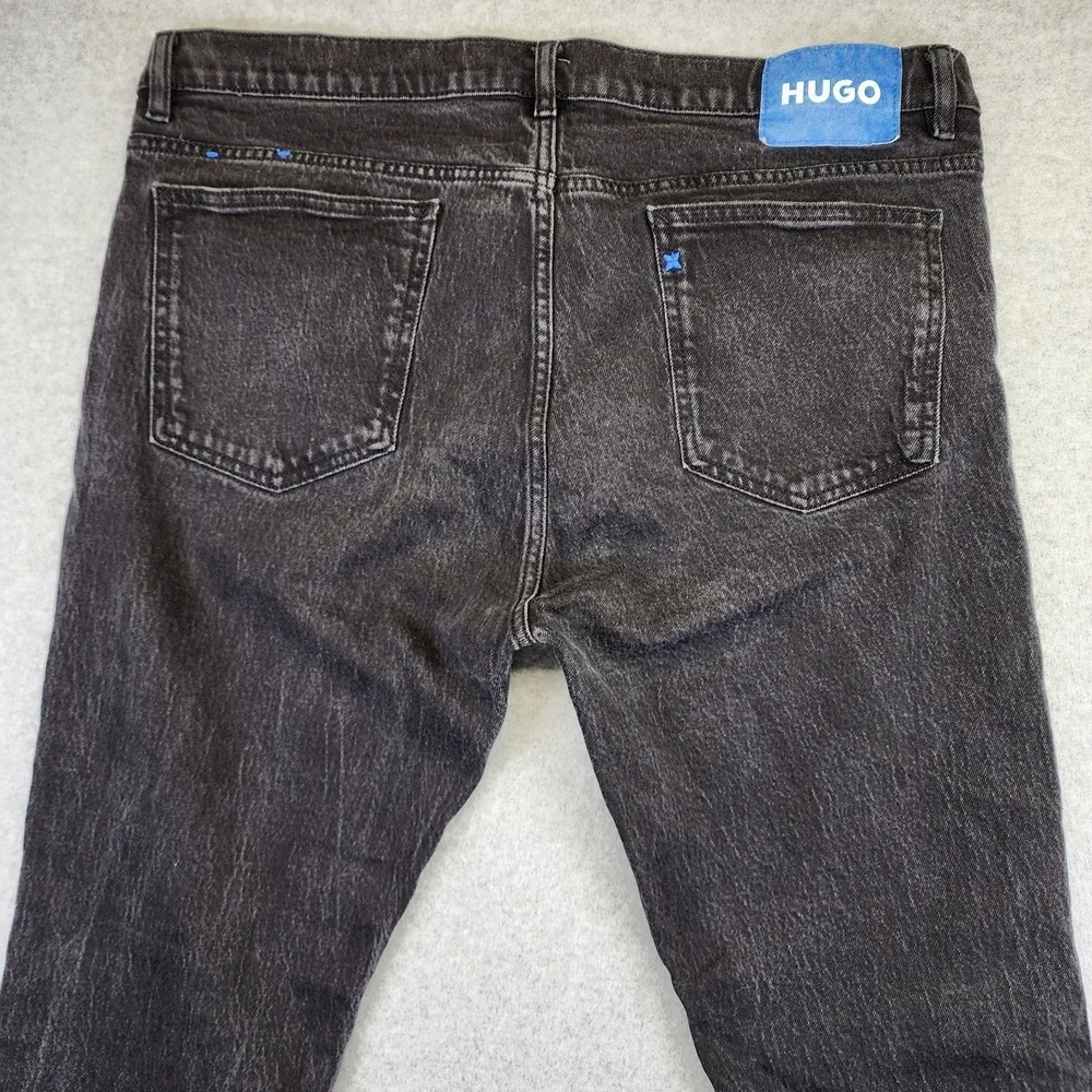 Hugo Boss Ash Mens 38x32 Slim Fit Dark Black Wash Denim